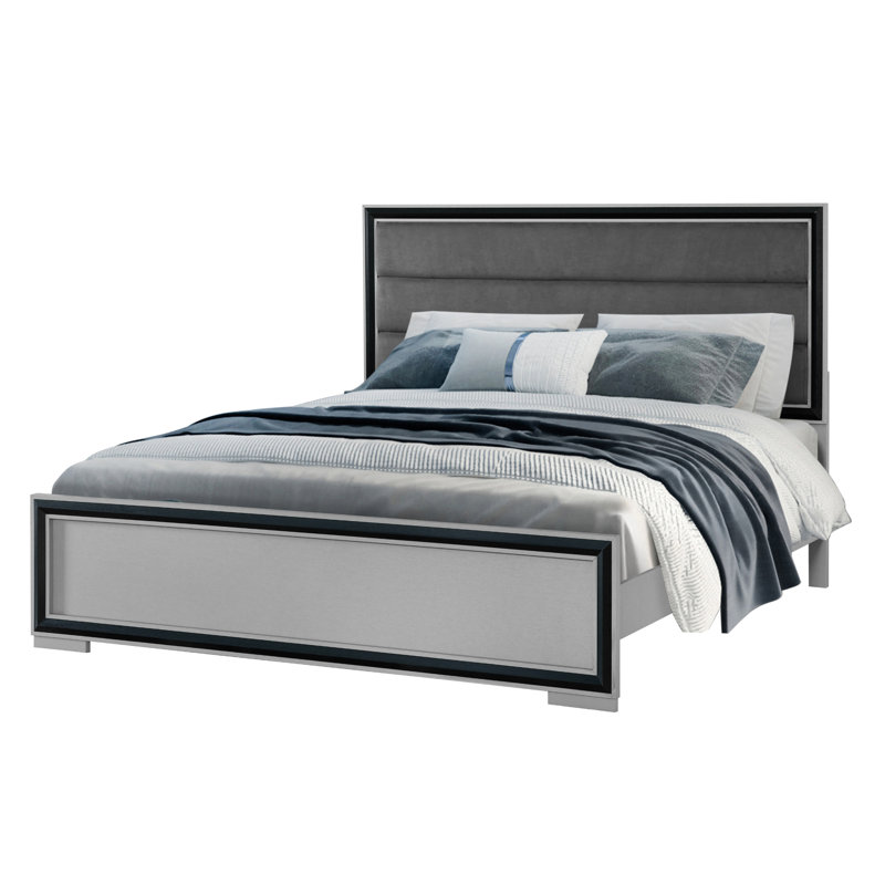 Amelia Grey-black Queen Bed With Led