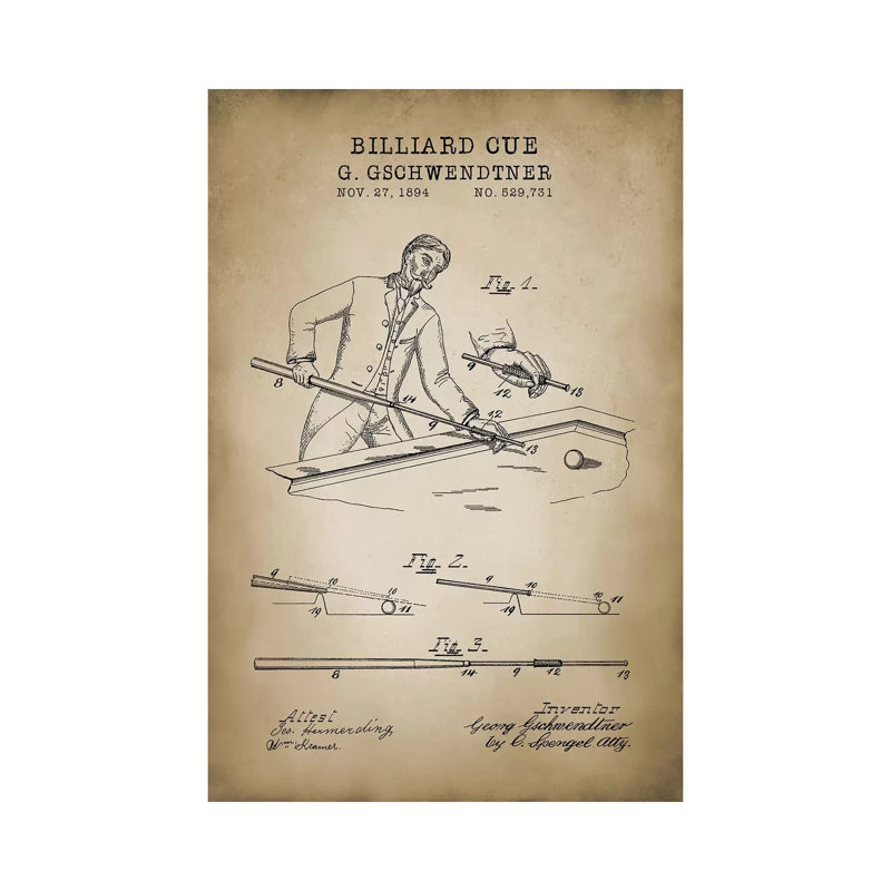 Billiard VI by PatentPrintStore - Wrapped Canvas Print, 66.04 cm H x 45.72 cm W x 3.175 cm D