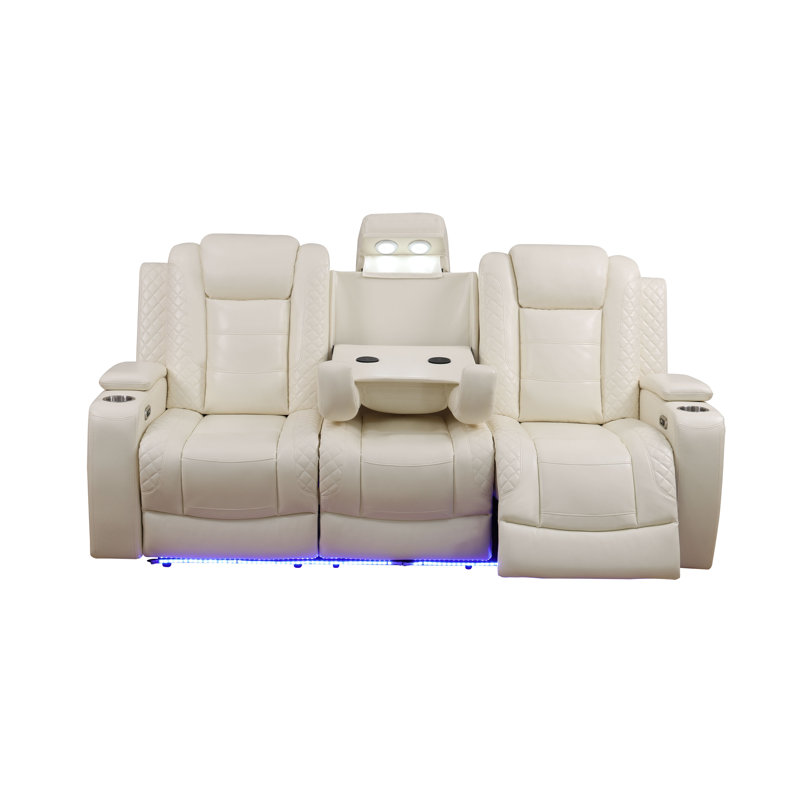 Henry Electric Breathing Leather Recliner Sofa, Cream