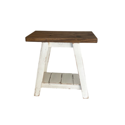 Table d'appoint The Heritage Reclaimed 23 x 11 x 26 h - Base blanche vieillie avec plateau en pin riche