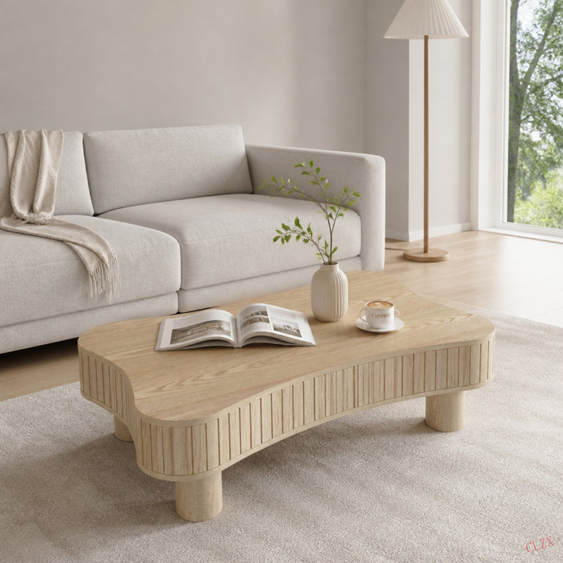 Table basse à plateau relevable pour salon 42 po - Rangement caché à panneau cannelé, relevage hydraulique silencieux, coins de sécurité courbés, assemblage en 5 minutes (l 27 po x H 13 à 18,9 po)