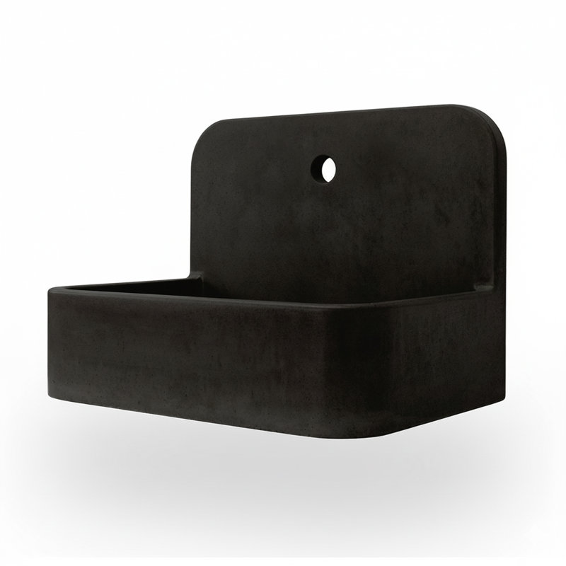 Newterra Handmade Concrete Wall/Vessel 22" Bathroom Sink, Charcoal, Single