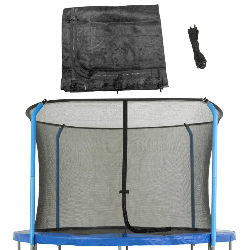 Le filet de sécurité Machrus Skytric Trampoline convient aux cadres ronds de 11 pi utilisant 6 poteaux courbés et un cadre à anneau supérieur