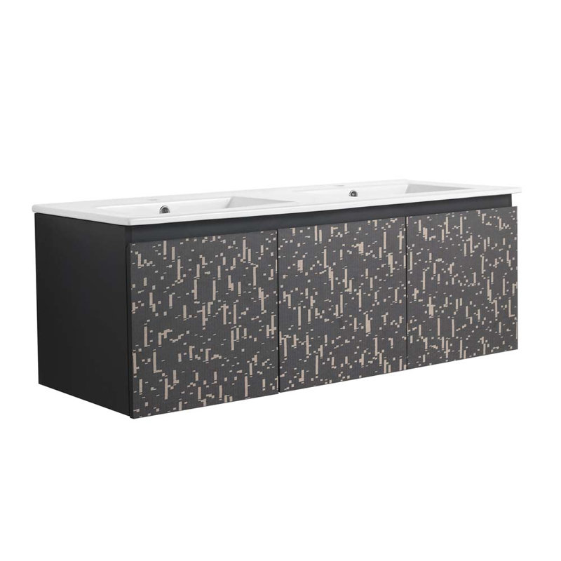Meuble-lavabo double 47,6 po avec plateau en céramique Shawnette