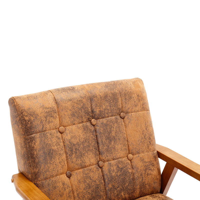 Accent Chairs Set of 2 with Side Table, Wood and Fabric Armchairs Side Chair, Polyester Coffee