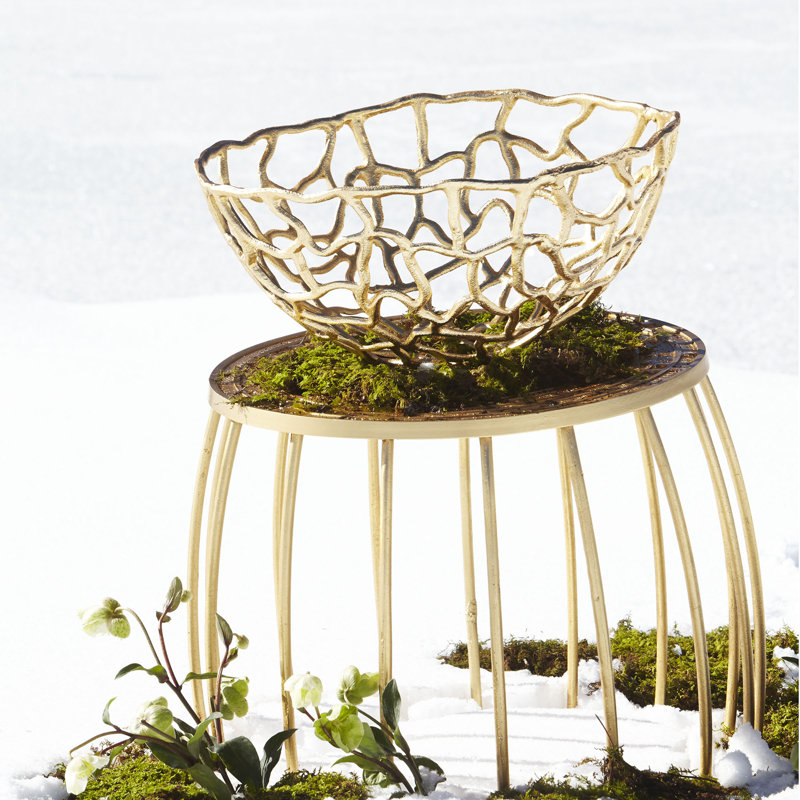 Glass Decorative Bowl, 7.5" H x 15" W x 15" D, Silver