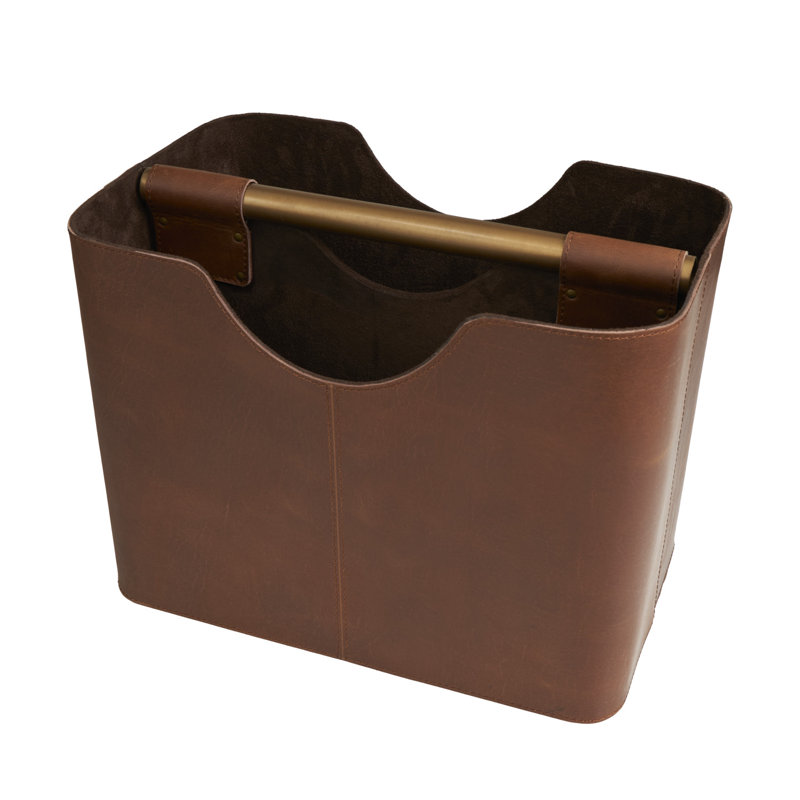 Porte-revues décoratif en cuir brun avec intérieur divisé Lytham, 16 po x 10 po x 12 po, Brun