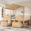 Lit double mezzanine double avec de jolis escaliers et 2 grands tiroirs de rangement, conception enfantine, aucun sommier tapissier, style campagnard, finition naturelle-574792240