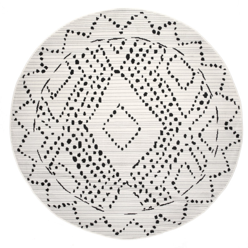 Catoosa Moroccan Power Loom Performance Ivory Rug, Round 6'