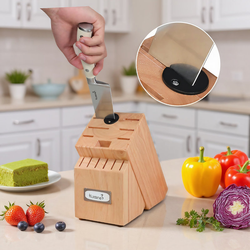 Ensemble de couteaux de cuisine de qualité professionnelle, ensemble de 15 couteaux et ciseaux de cuisine de qualité supérieure avec aiguiseur intégré, ensemble de couteaux ergonomiques en ABS