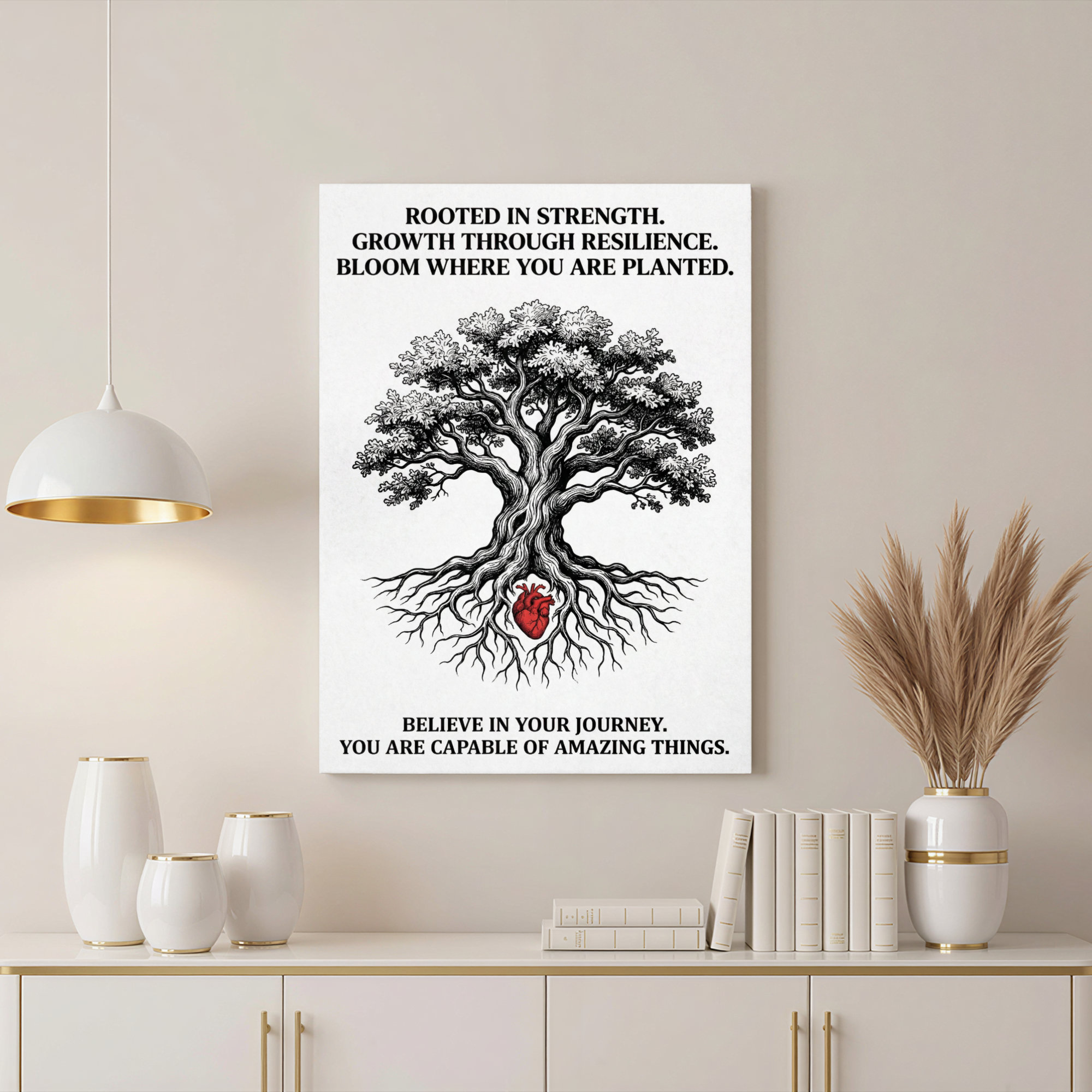 Winston Porter Tree With Heart Roots Canvas Wrapped Wall Art Oil ...