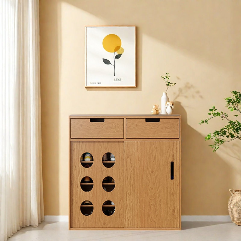 Armoire console à porte coulissante, H 37,4 po x l 35,4 po x P 15 po, Brun
