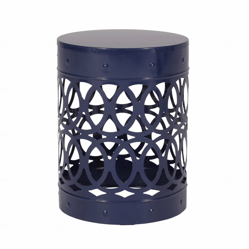 Outdoor Metal Patio End Table, Navy Blue