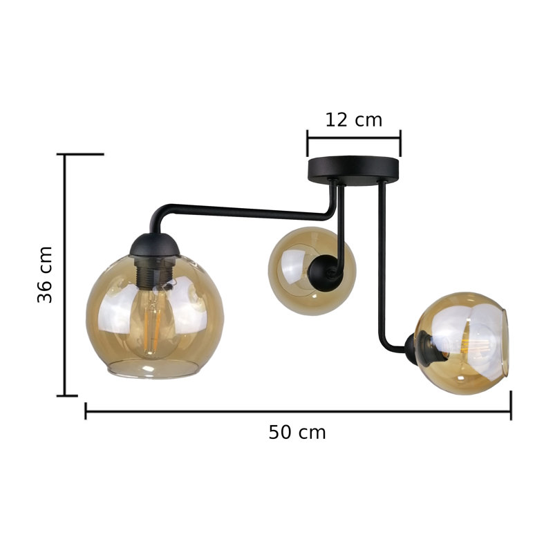 Glass Semi Flush Mount, Black