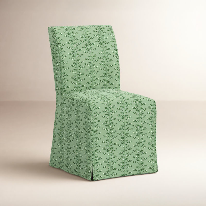 Frances Slipcover Dining Chair In Climbing Vines Green, Green