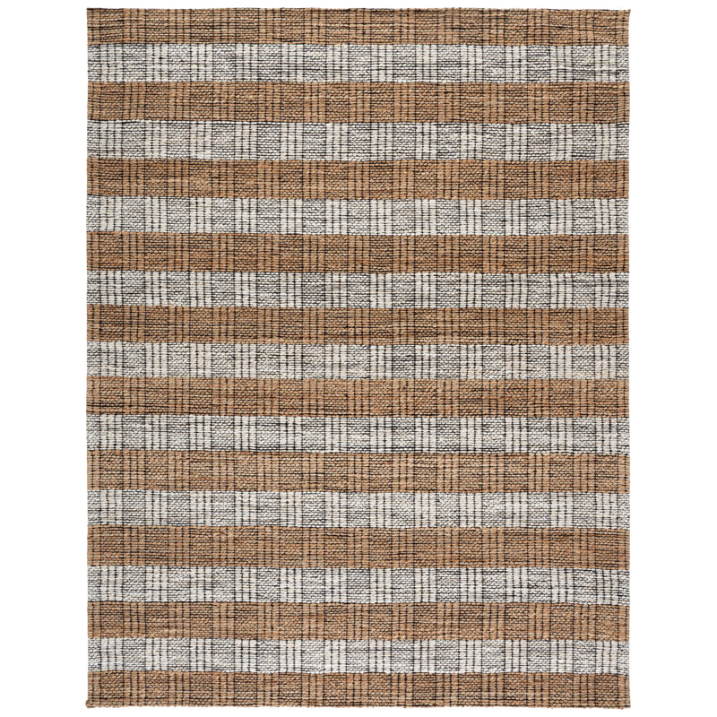 Natural Fiber Hand Woven Jacquard Performance Striped Indoor Rug, 8'-0" X 10'-0" Rectangle