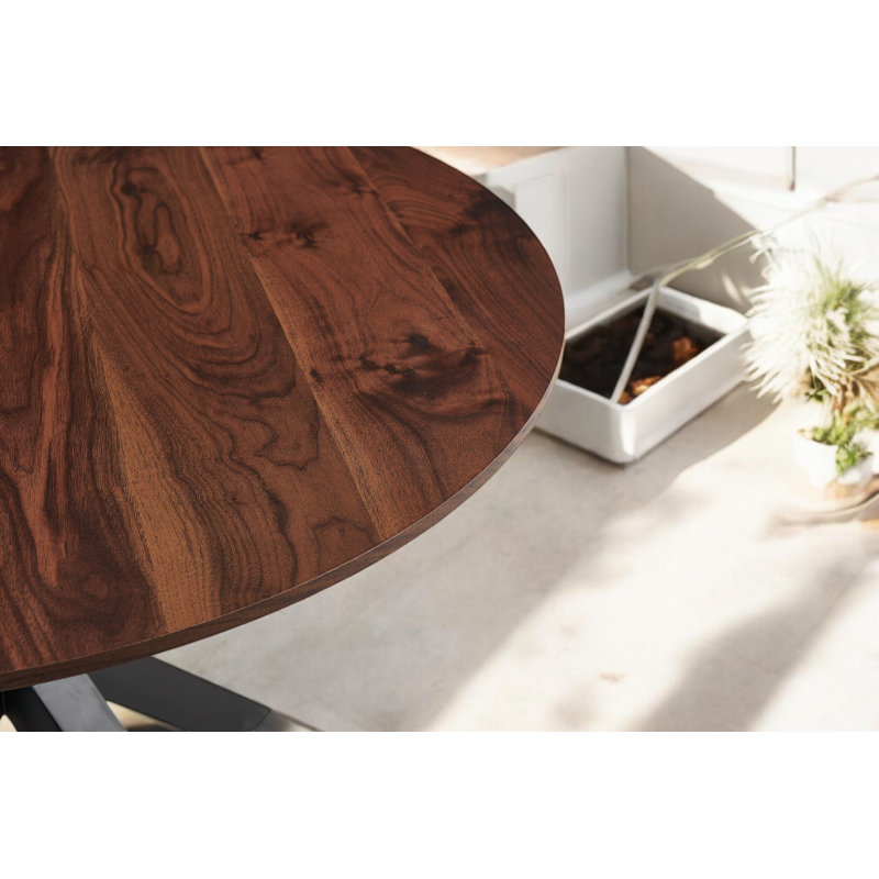 "Mid-century Modern 42,1" Table de salle à manger piédestal pour 4-6 avec plateau rond en MDF et pieds croisés - Finition bois