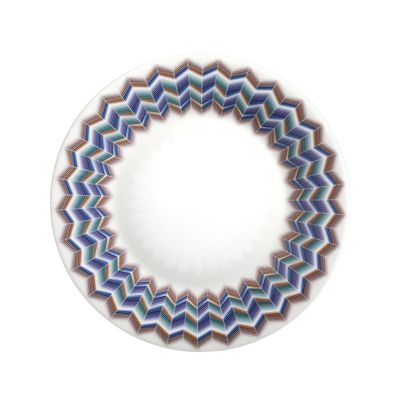 Zig Zag Bone China Salad/Dessert Plate, Blue