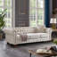 Canapé Chesterfield en tissu de lin beige