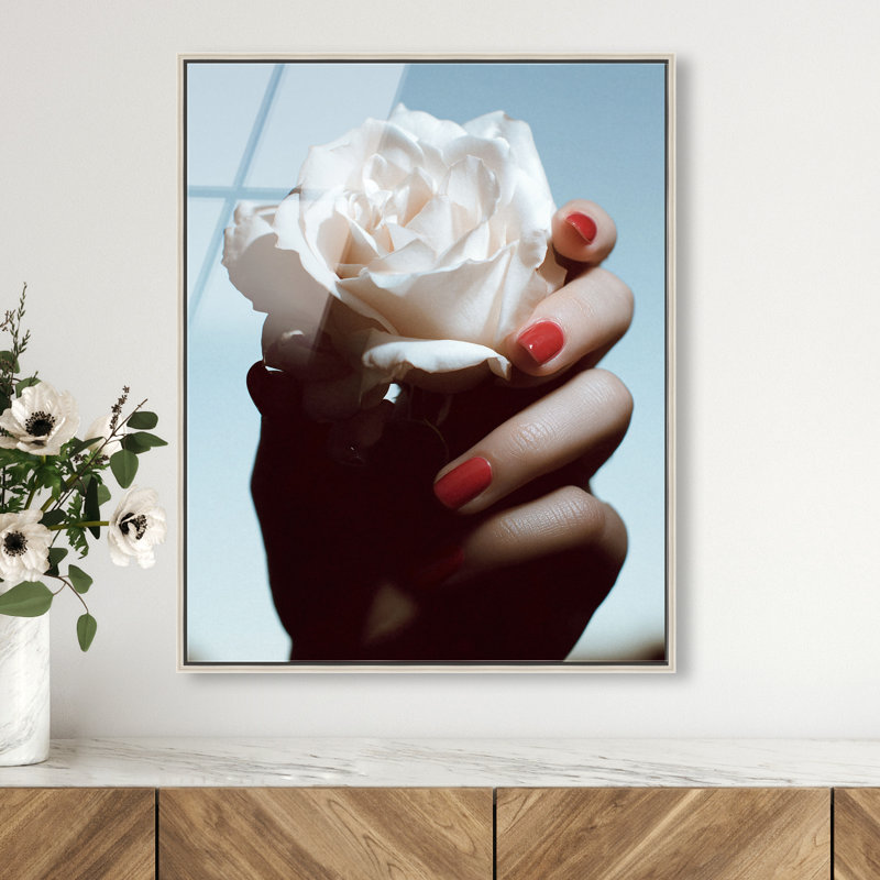 Crimson Tip Bloom High-Gloss Frameless Acrylic Glass Wall Art Floral & Botanical Print by Oliver Gal, Ready to Hang, 16 x 20