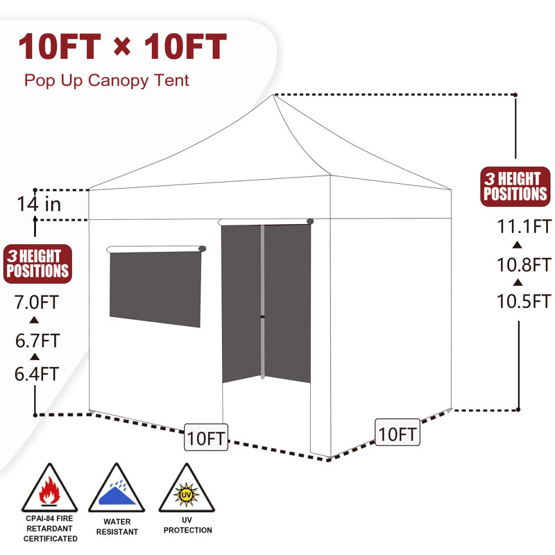Amber-Lee 96'' W x 180'' D Steel Pop-Up Canopy, null, null