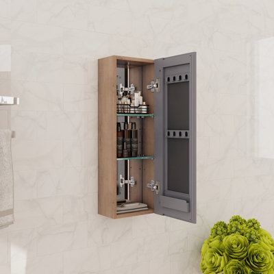10" Bathroom Medicine Cabinet with Mirror Door And 2 Adjustable Glass Shelves