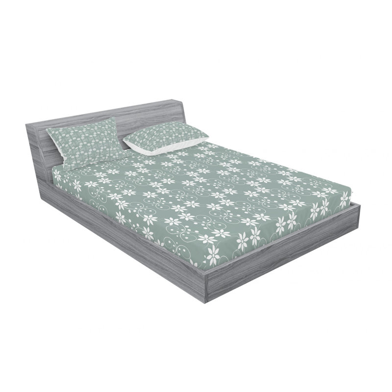 Ensemble de draps floral en cascade baroque inspiration, Ensemble de draps pour lit double avec un drap-hou