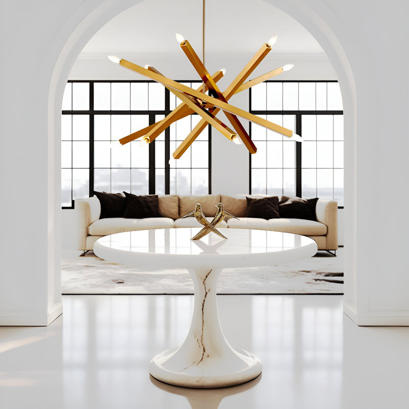 12-Light Brass Sputnik Chandelier With Adjustable Arms, 14.56" H x 39.37" W x 39.37" D