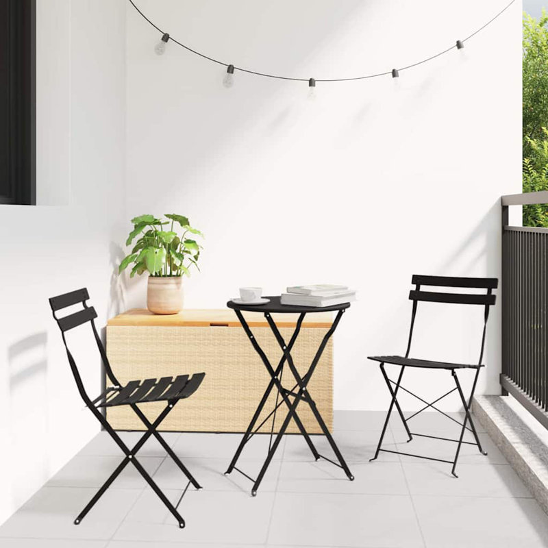 2 - Person Patio Dining Set with Rectangular Table , Cushions Included, Anthracite