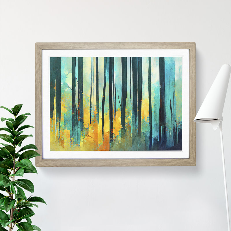 Awesome Abstract Forest Vol.5 - Single Picture Frame Painting, Oak, 46cm H x 64cm W x 2cm D