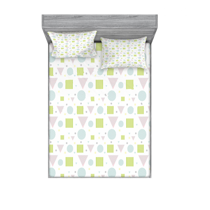 Microfiber Geometric Sheet Set, Full/Double Sheet Set with Fitted Sheet