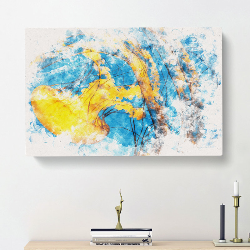 Yellow Jellyfish - Wrapped Canvas, 35cm H x 50cm W x 3cm D