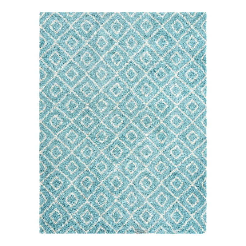Tapis à poils longs Foundry Select Ruth Trellis Aqua, Rectangle 10 pi x 13 pi