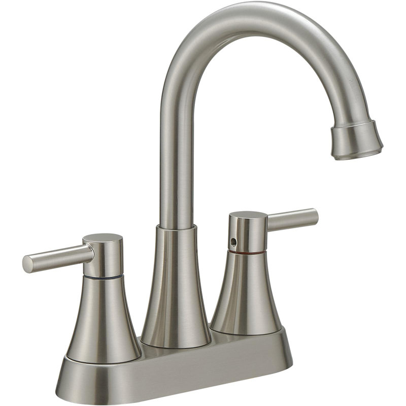 Robinet de lavabo de salle de bain central à 4 poignées en nickel brossé Fineline, Nickel brossé