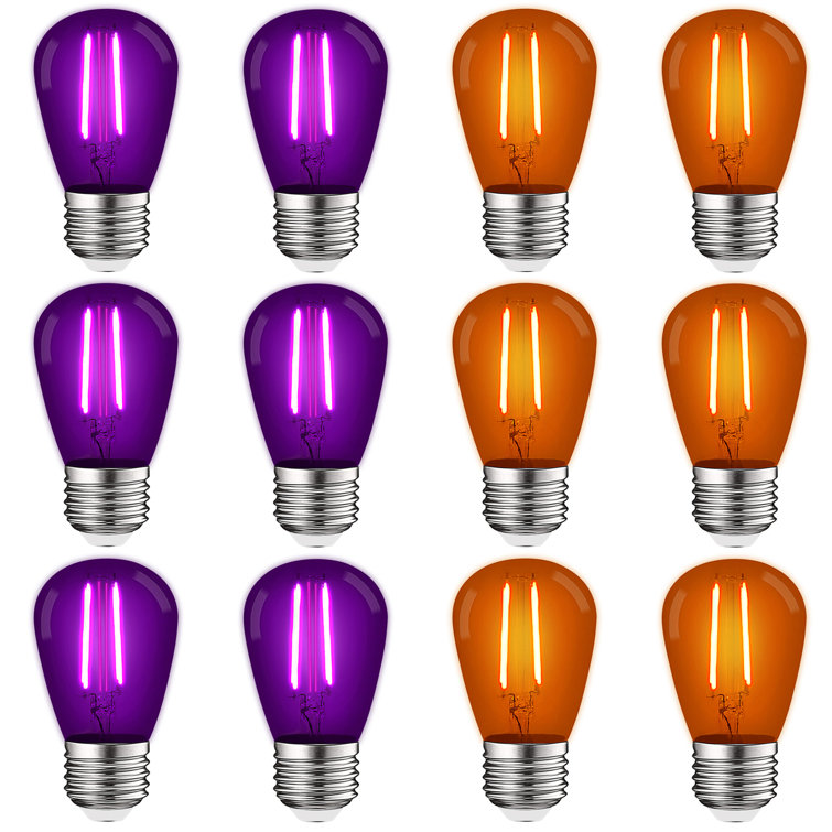 0.5 Watt S14 LED Coloured String Light Bulb, Purple and Orange, E26/Medium (Standard) Base