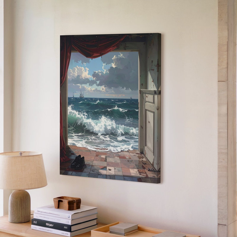 Toile, art mural, invasion de l'océan, H 16 po x l 20 po