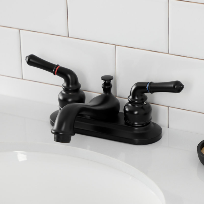 Robinet de salle de bain central avec drain Royale, Noir mat