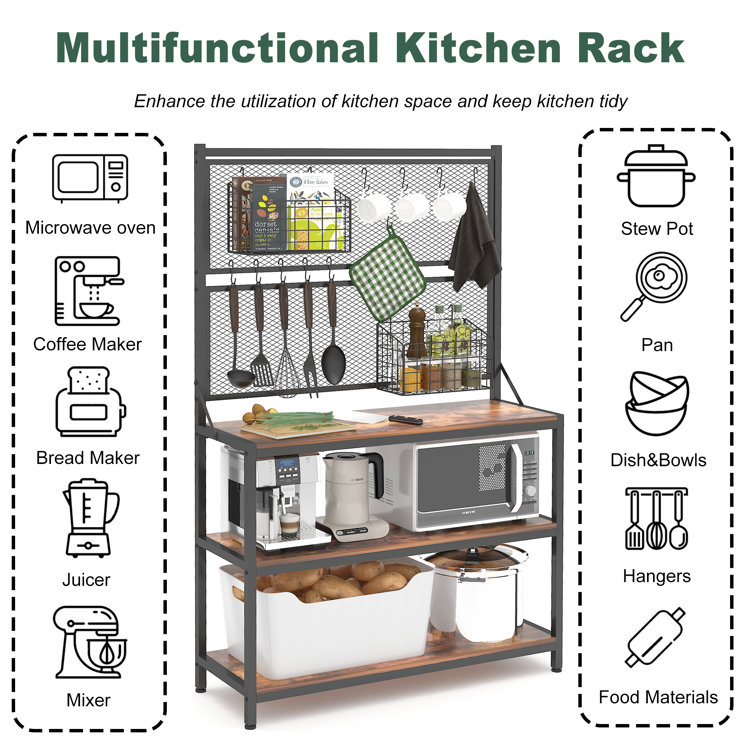 17 Stories Savel 39.37'' Steel Standard Baker's Rack with