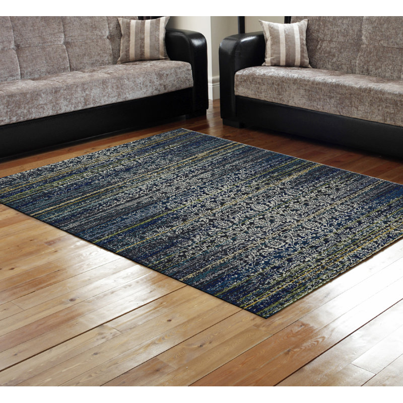 Tapis noir à motif abstrait PUE Pownown, Rectangle 10 pi x 13 pi 2 po