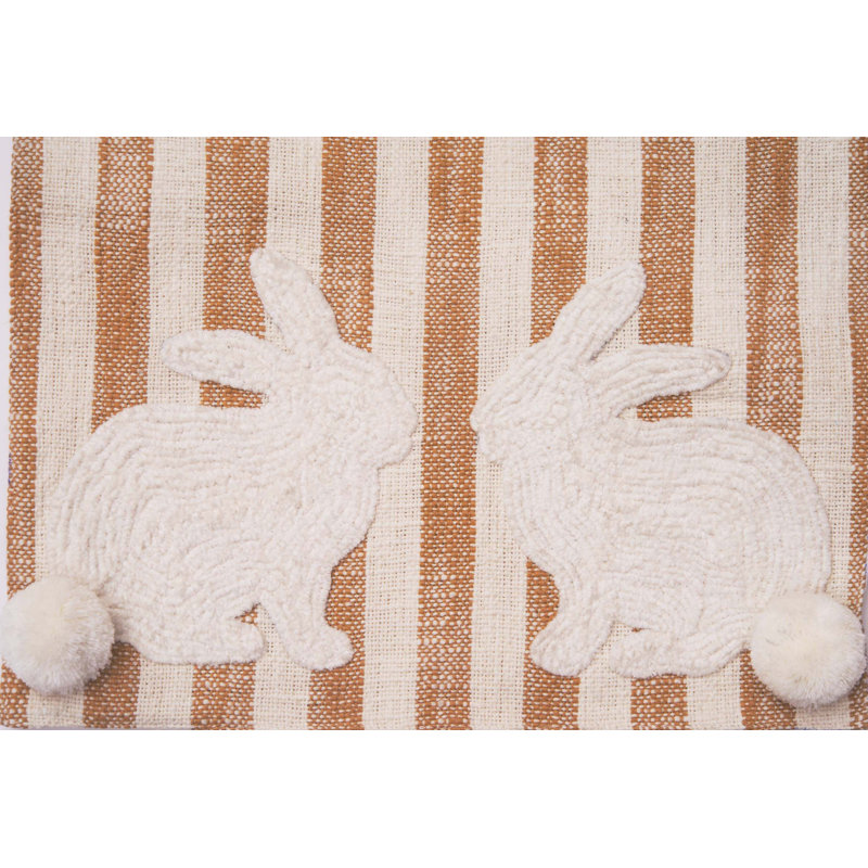 Easter Bunnies with Stripes Tufted Table Runner