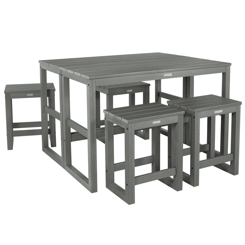 Ausbon 4 - Person Patio Dining Set with Rectangular Table, Coastal Teak