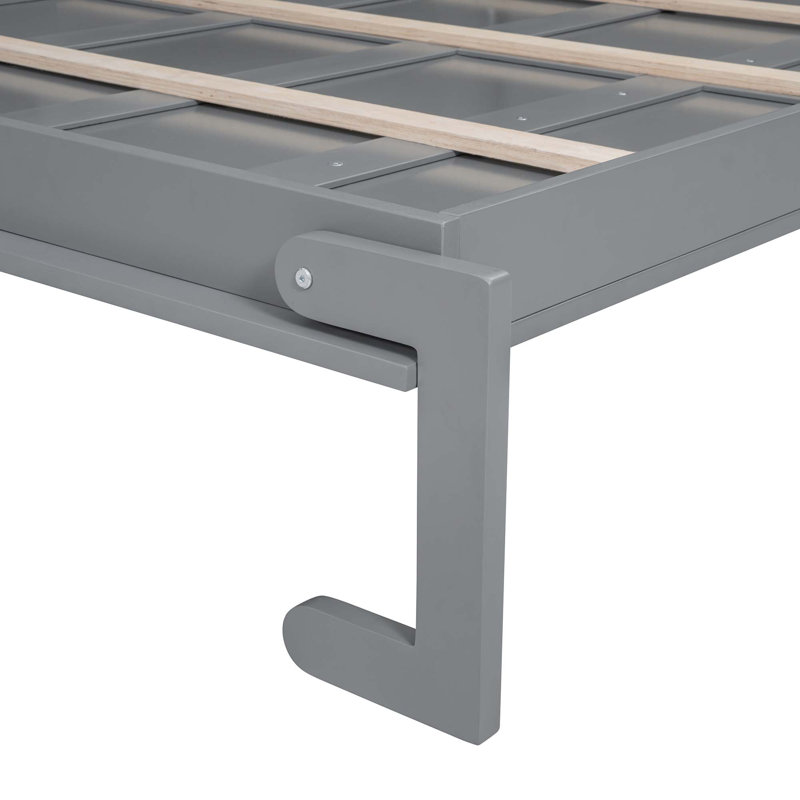 Grand lit escamotable mural avec armoires, gris