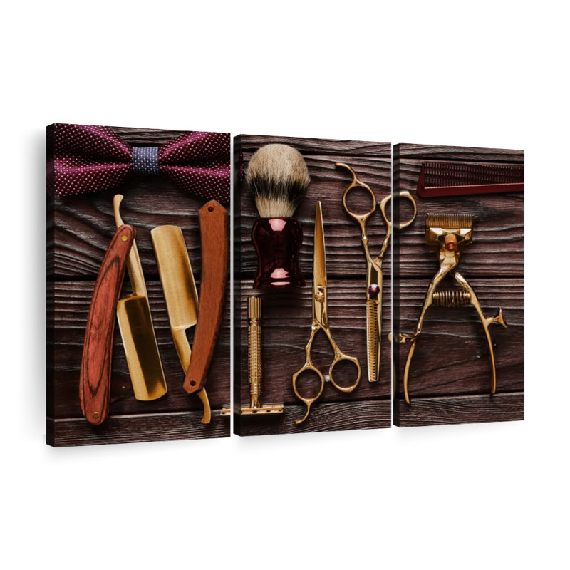 Salon Golden Tools - Ensemble de 3 toiles tendues, H 28 po x l 45 po x P 1,25 po