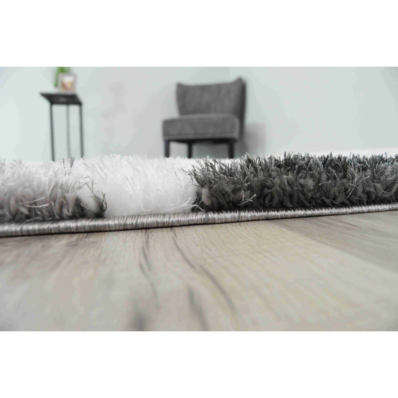Modern Arriola Shag Abstract Geometric Rug For Living Room Bedroom, Rectangle 3'11" x 5'3"