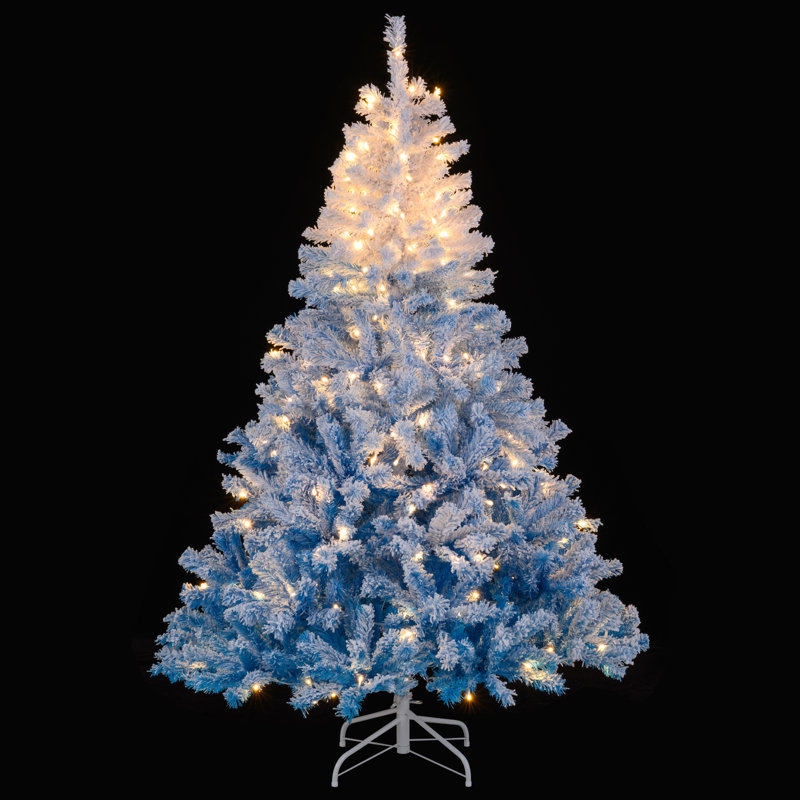  Arbre de Noël artificiel à charnière 6 pi avec 620 branches, H 6 pi, Blue/White