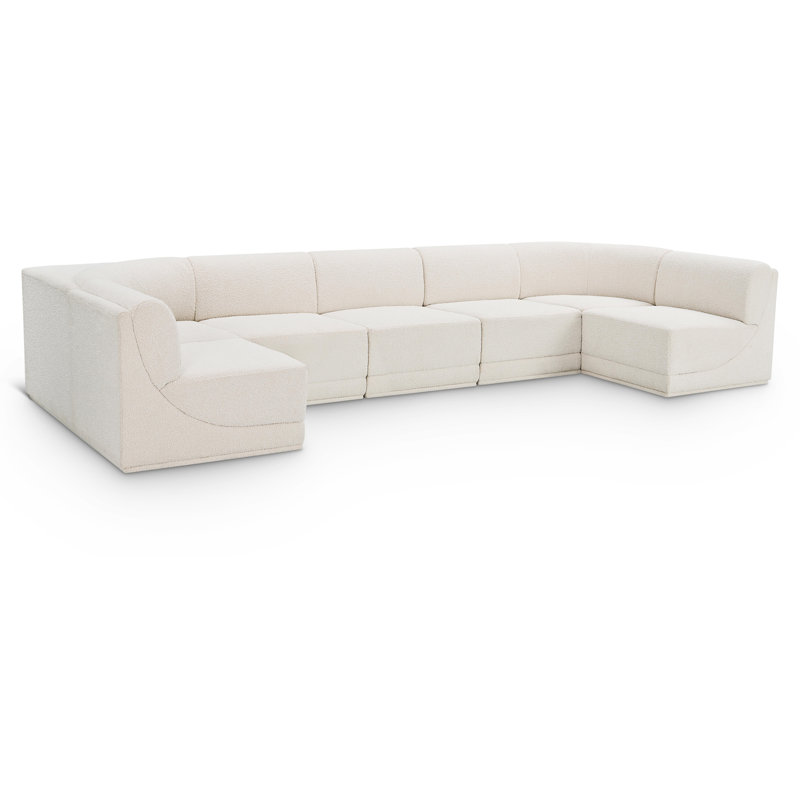 Canapé modulaire rembourré 7 pièces Ollie, Tissu crème bouclé