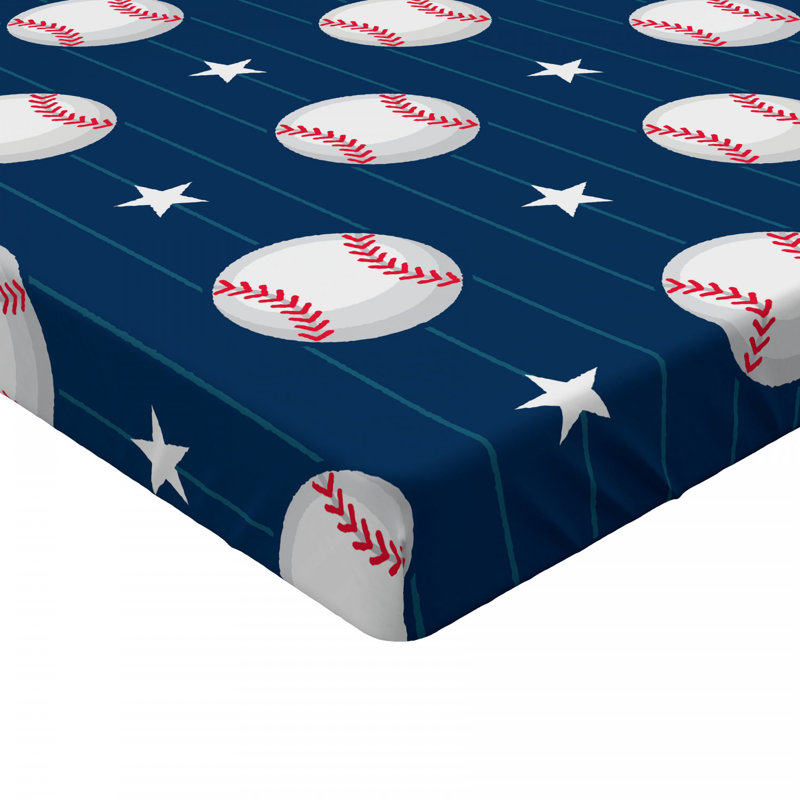 Baseball Stripes Microfibre Jersey Knit Fitted Sheet, European Double (140 x 200cm)