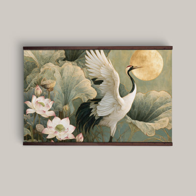 Japanese Crane Canvas Wall Art Tapestry