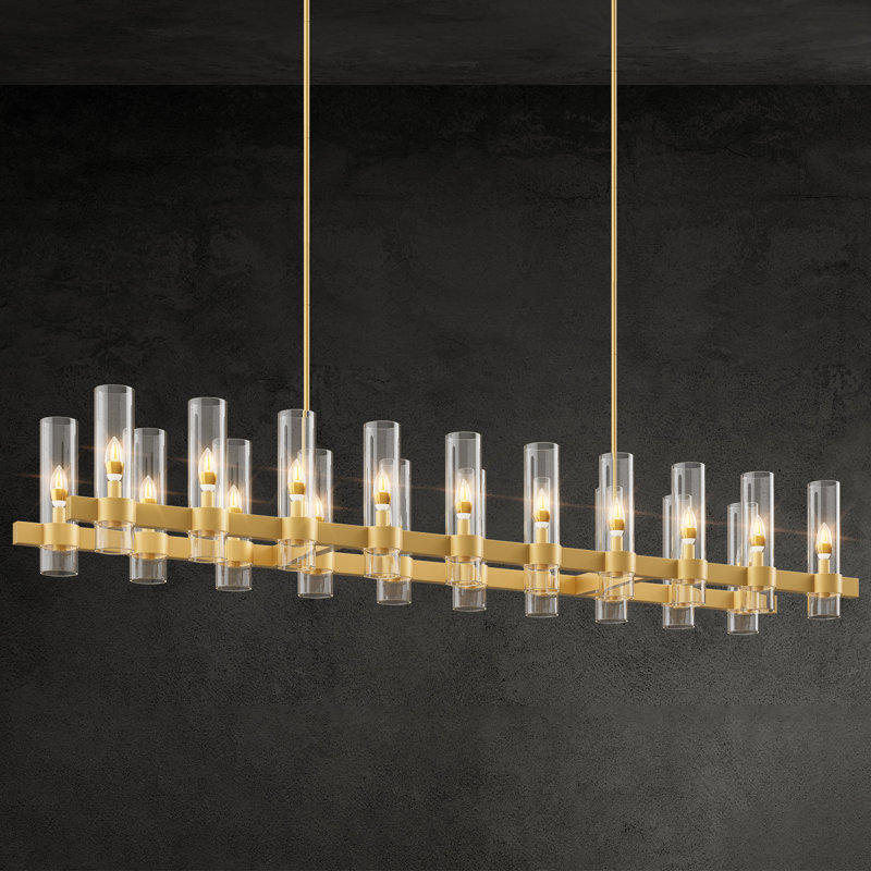 Lustre lumineux linéaire pour îlot de cuisine, Noir mat, 20, H 11,1 po x l 67,7 po x P 11,4 po