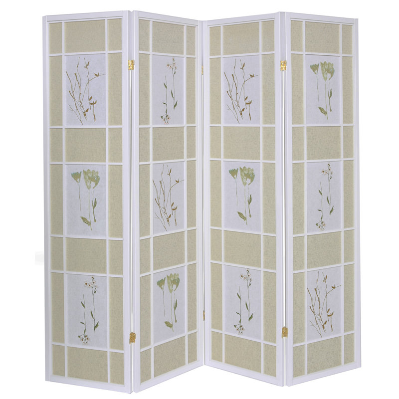 Cloison pliante en bois massif Boothbay, 4, Blanc